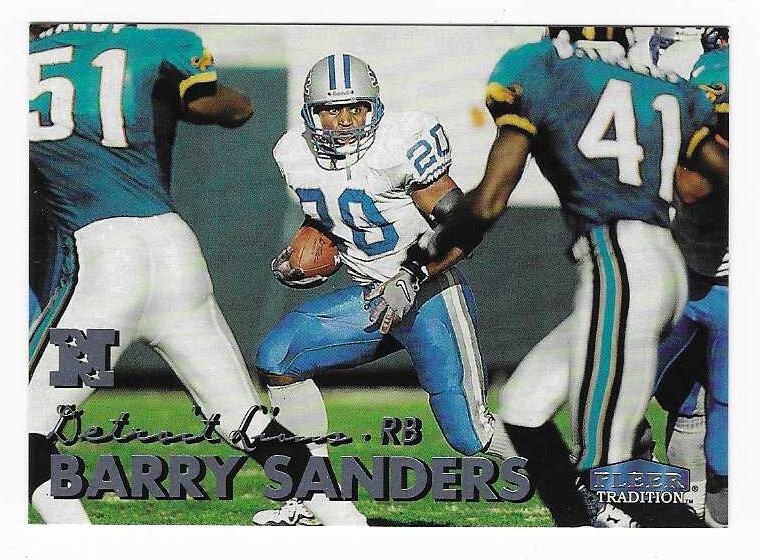 1999 Fleer Tradition Barry Sanders Detroit Lions Football Card #3 HOF