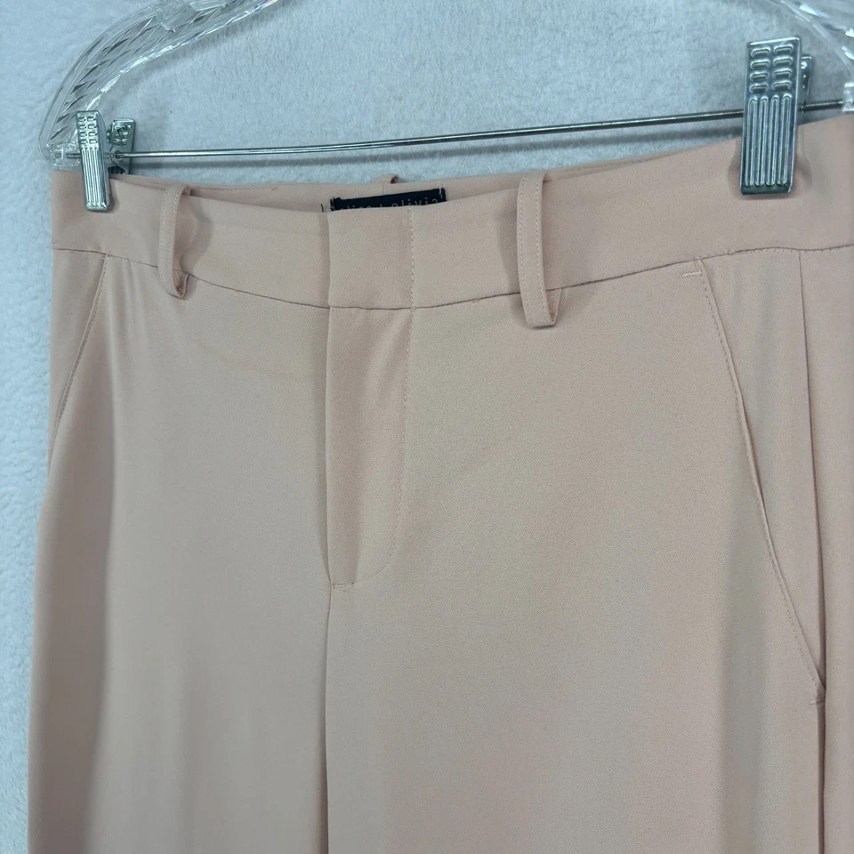 Pantalones ALICE + OLIVIA 4 Empleados Dylan Cintura Alta Pierna Ancha Forrado Pantalón Rosa EE. UU. Foto 4 de 4