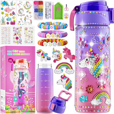 Decorate Your Own Water Bottle Kits for Girls Age 4-12, Unicorn Toys for Girls A