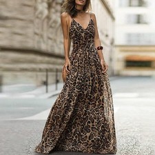 Leopard print V-neck sling dress