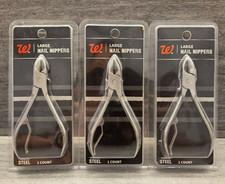 Walgreens (3-PACK) 100% Stainless Steel LARGE Nail Nippers BRAND NEW in PACKAGE