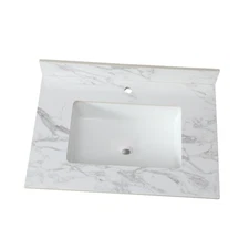Engineered Stone Bathroom Vanity Top 31"x22" with Stylish Ceramic Sink,