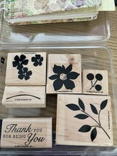 Stampin' up Best Blossoms Set of 6 Wood Rubber STAMPS 2006 Retired Brand New