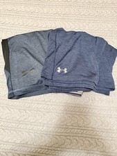 2 Under Armour Athletic Short Men Blue Polyester Gym Running Drawstring SizeL