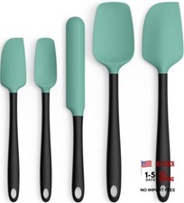 Silicone Spatula Set of 5,High Temperature Resistant, Food Aqua Green Black