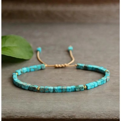 Beaded Turquoise Bracelet Handmade Boho Jewelry Gift Stone Men Women Bracelets
