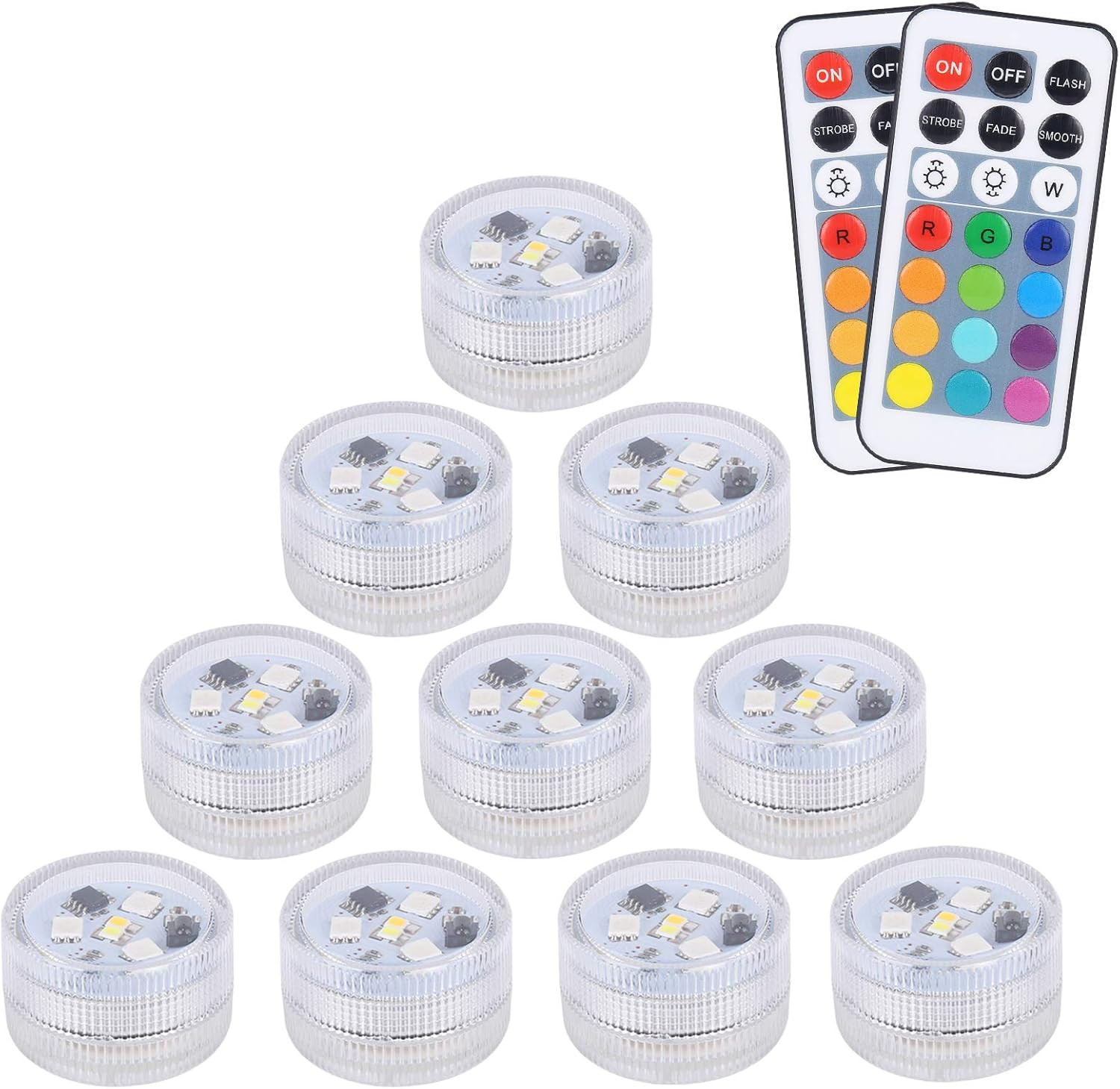 10 Pezzi Luci per Piscina Mini LED RGB Subacquee Impermeabili IP68