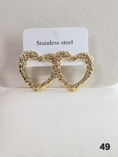 Stainless Steel Gold Tone Heart Statement Earrings