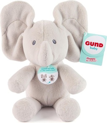 GUND Baby Peek-a-Boo Flappy Elephant Plush Stuffed Animal Gray 7''