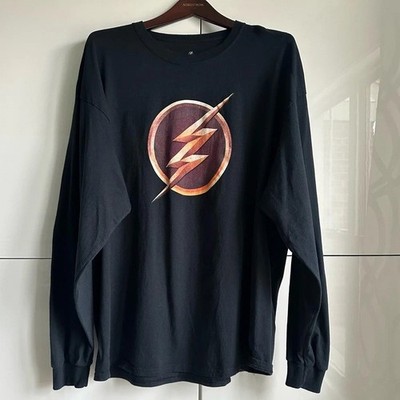 Mens  The Flash  Long Sleeve T shirt Size XXL Black DC Comics Fastest Man Alive