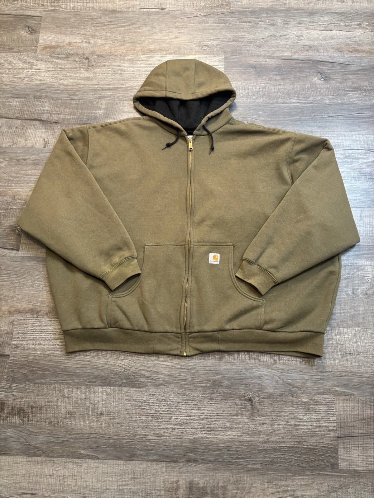 VTG Carhartt Full Zip Hoodie Y2K Green 5XL? Thermal Lined Baggy