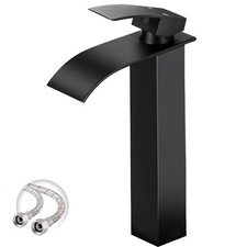 Waterfall Single Hole Single Handle Tall Bathroom Vessel Sink Faucet