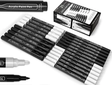 TOOLI ART Black And White Acrylic Paint Markers Paint Pens Set For Rock