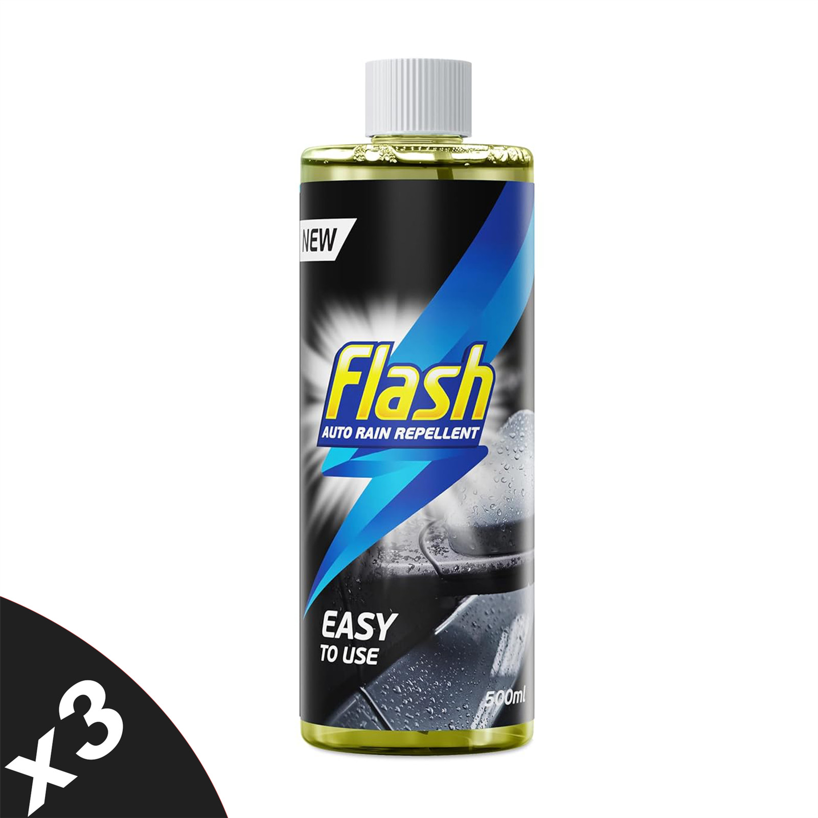 FLASH Rain Repellent Spray Water Repellent Windscreen & Glass Treatment 3x500ml