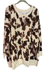 HANNAH LuLaRoe ABSTRACT BROWN ANIMAL PRINT 3XL Crewneck Sweatshirt Side Slit