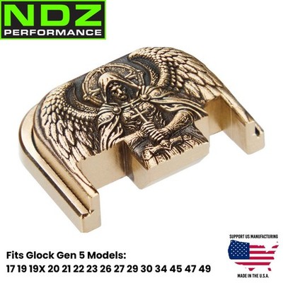 NDZ Brass Rear Plate St. Michael 3D Laser Fits Glock 17 19 26 45