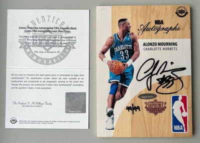 Upper Deck UD Supreme Hard Court Basketball Alonzo Mourning Logoman Auto 99/99