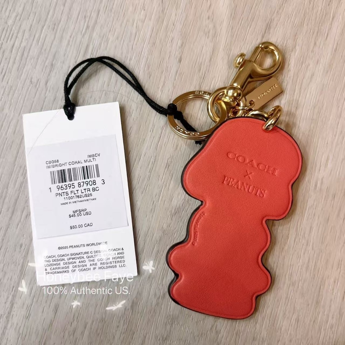 NWT Coach x Peanuts Bag Charm Keychain Snoopy/Charlie/Lucy/Patty