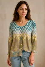 CJ Banks Vintage Retro Cardigan Sweater Womens 1X Nylon Button Front Modest