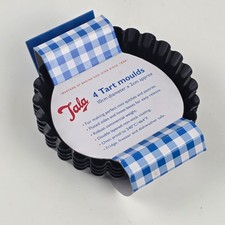 4x Tala Performance Flan Tart Tins 10cm diameter Fluted + loose base non-stick