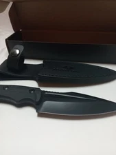 MOSSY OAK 8.5" FIXED BLADE KNIFE, New, LEATHER SHEATH Black Handle 4.5" blade