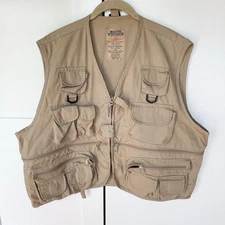 Master Sportsman - Rugged Outdoor Gear- Khaki Fishing Hunting Vest - Men’s XL