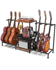 Guitar Stand for Acoustic Multiple Guitars Holder with 3-tier Storage Shelf, ...