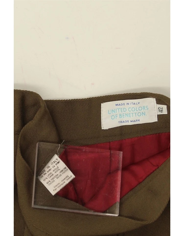 Falda lápiz BENETTON cintura alta para mujer IT 42 mediana W26 lana caqui DO07 Foto 3 de 3