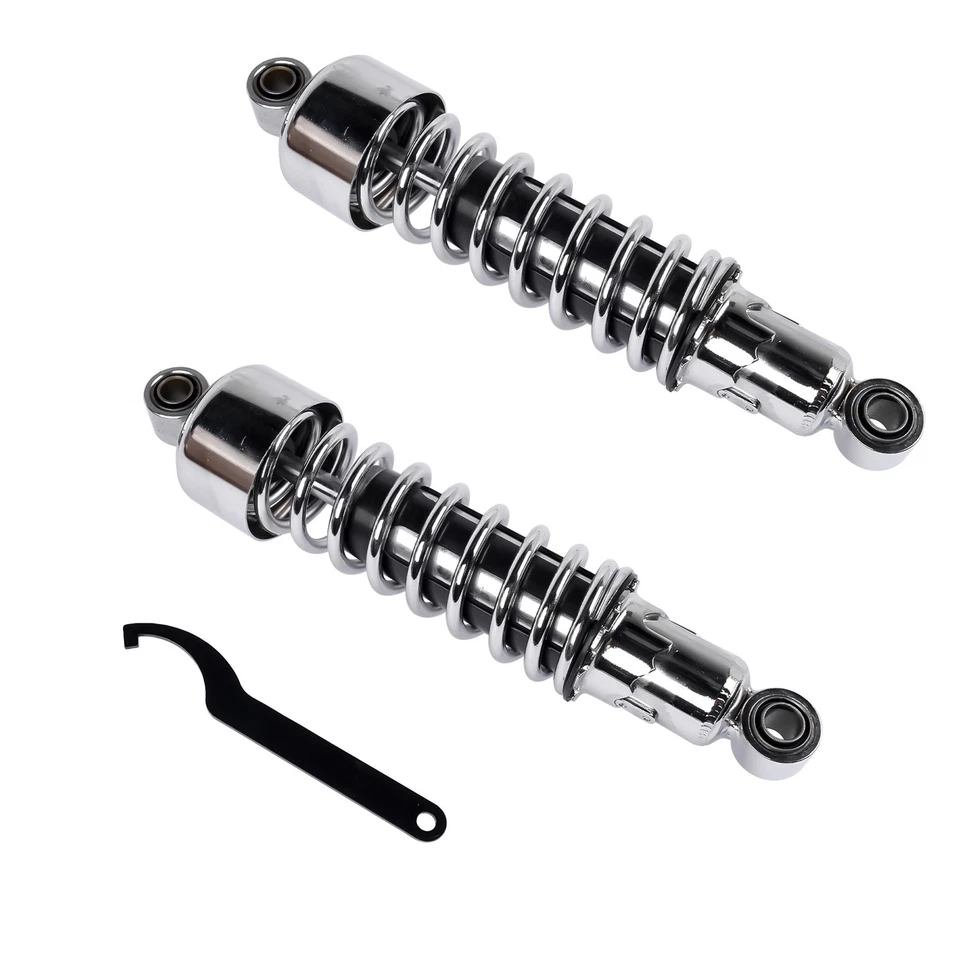 Pair 11.75" Chrome Rear Shocks For Harley Sportster XL 883 1200 FXR Street Glide - Image 4 of 4