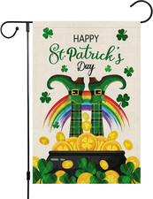 St. Patrick's Day Double-Sided Garden Flag, 12x18, Lucky Leprechaun Decor