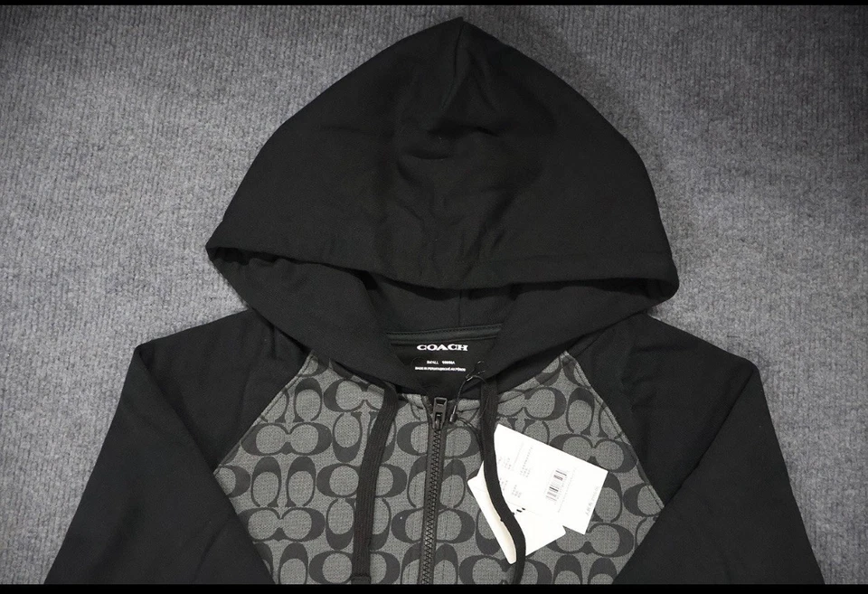Coach Мужская черный и серый молнии куртка с капюшоном размер средний новый с ярлыками - Изображение 2 из 4