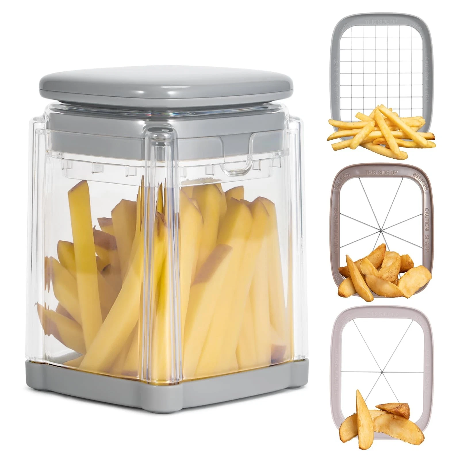 French Fry Cutter 3 in 1 Potato Onion Chopper Multifunction Egg Apple Slicer ...