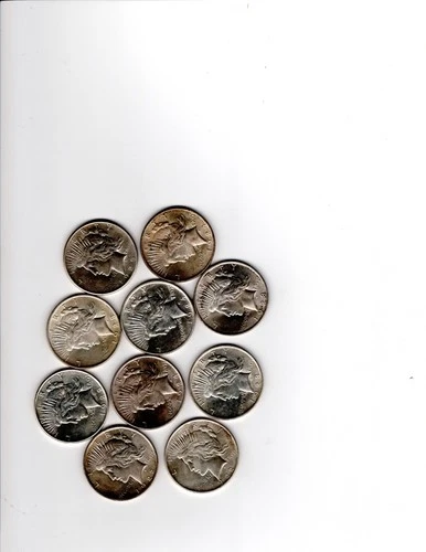 Peace dollar lot of 10 all AU