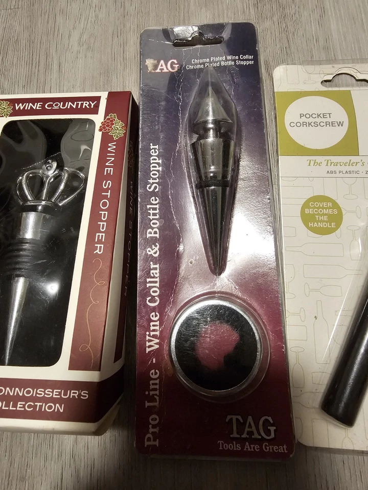 Lote de 3 tapones y sacacorchos para botellas de vino  Foto 3 de 4