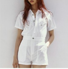 ZARA white romper one peace Short sleeve Sz M women  s NWT great quality