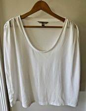Banana Republic Ivory Blouse W/ Gathered Shoulders Sandwash Modal Women s Size L