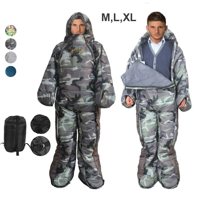 Adults Full Body Sleeping Bag Suit Warm Walker Wearable Travel