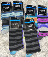 6 Pairs Fashion Socks Men  s Size 6-12 New With Tags Stripes
