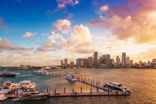 Miami Florida Downtown Skyline at Sunset Photo Art Print Poster 18x12