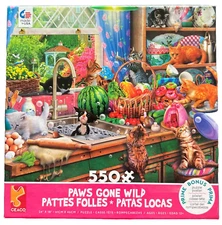 PAWS GONE WILD  550 Piece Jigsaw Puzzles from Ceaco Kitten Play Cats Posters NEW