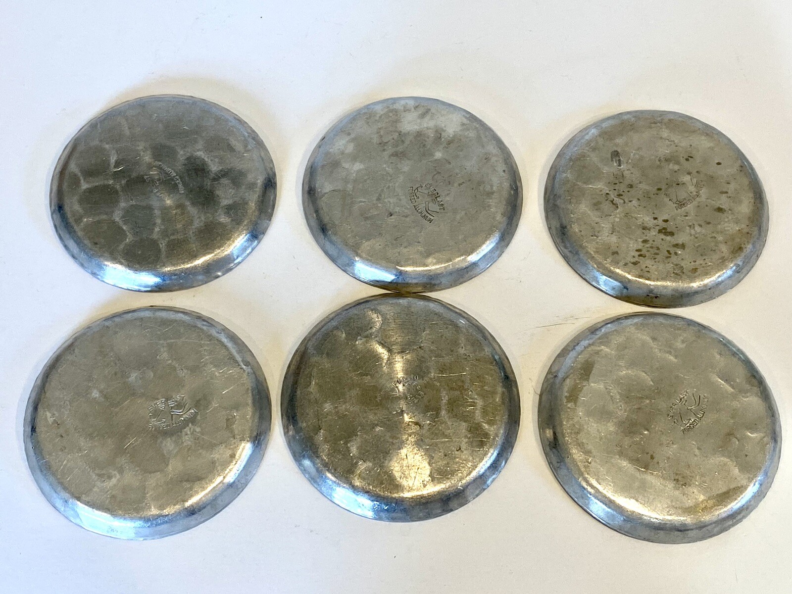 Everlast Vintage Set of 6 Hand Aluminum Coasters Bamboo Embossed