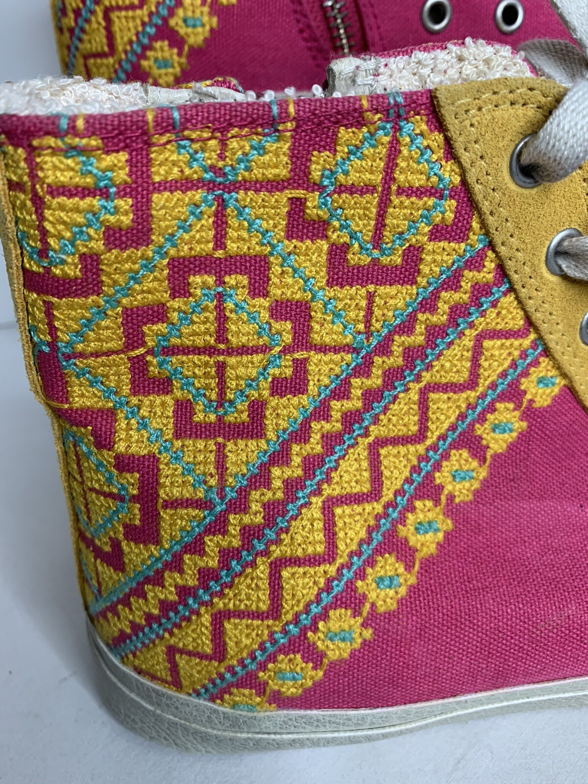 SAOLA Scarpe da tennis alte rosa giallo hip boho sneakers donna 8 Kim & Zozi Kawaii