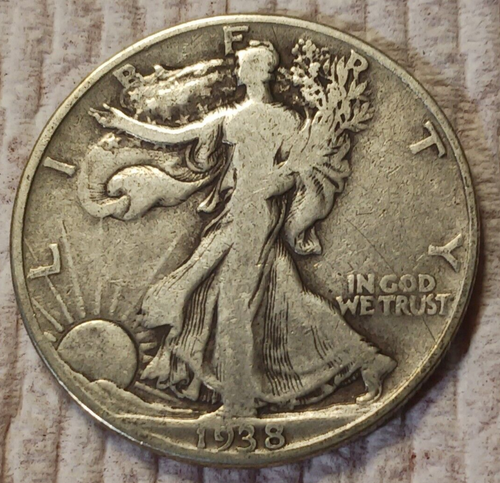 1938 D LIBERTY WALKING HALF DOLLAR == LOW MINTAGE - 491,600 = VERY NICE DETAIL -
