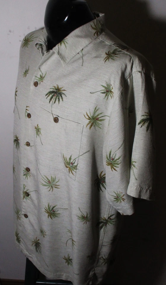 Camisa manga corta seda verde claro SILK LUAU talla L Foto 4 de 4