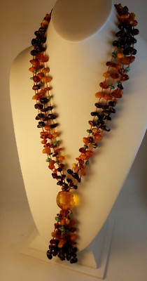 Faceted amber pendant turquoise statement necklace Baltic butterscotch