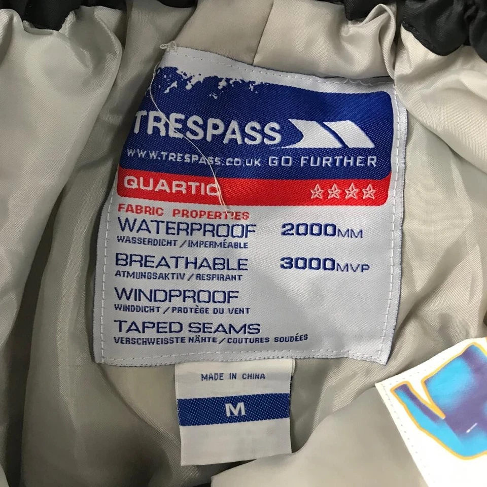 Trespass Ski Pants Mens Medium Black Lined ColdHeat Waterproof Quartic Snowboard - Image 2 of 4