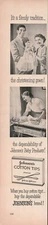 Johnsons Cotton Tips Print Ad Vintage Advertisement Household Baby Product 1952