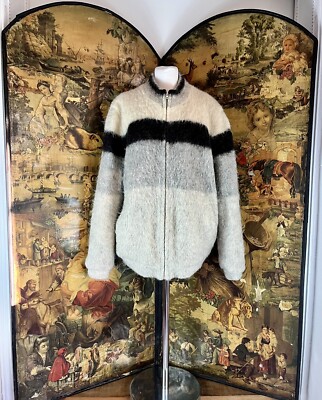 Vintage Island Strick Wolle Shacket Gr. XL Reißverschluss vorne gefüttert Cardigan Nordic Knit