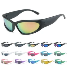 Wrap Around Fashion Sunglasses for Women Men Trendy Sports Sun Shades Eyeglasses