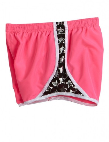 NWT Justice Girls Neon Pink Black Star Running Athletic Shorts 12 - Picture 2 of 2